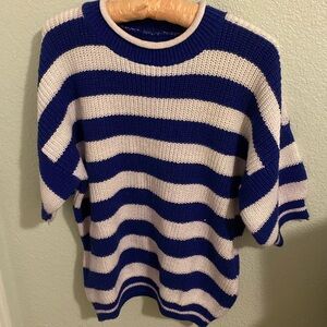 Short sleeve striped sweater